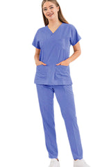 UNISEX & REVERSIBLE  V OVERLAP NECK SWISS STYLE SCRUB SUIT