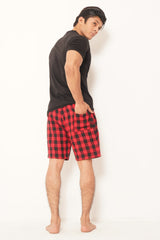 MEN PJ NIGHT SUIT WITH SHORT BLACK RED