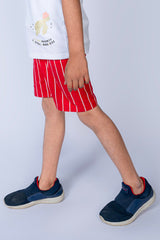 KIDS TWILL SHORTS RED WITH WHITE LINE