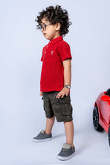 KIDS POLO MAROON FRONT EMBROIDED