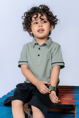 KIDS POLO  GREY FRONT EMBROIDED