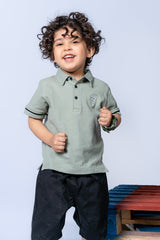 KIDS POLO  GREY FRONT EMBROIDED