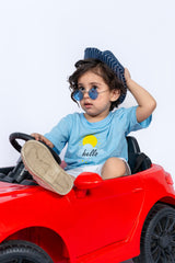 KIDS T-SHIRT SKY COLOR WITH "HELLO" PRINTING