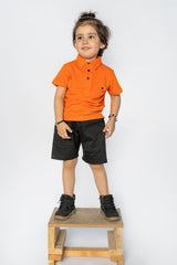 KIDS POLO ORANGE POCKET STYLE