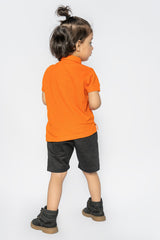 KIDS POLO ORANGE POCKET STYLE