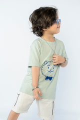 KIDS T-SHIRT GREEN WITH BOW PRINTING