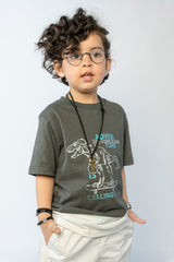 KIDS T-SHIRTS GREY FRONT "ADVENTURE" PRINTING