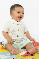 BABY POLO WHITE  WITH STAR EMBROIDERY