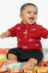 BABY POLO MAROON WITH EMBROIDERY