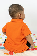 BABY POLO ORANGE WITH BLACK AND WHITE LINE