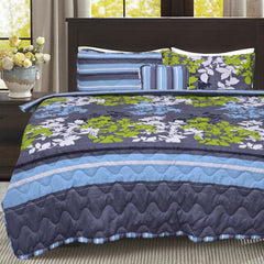 7 Piece Comferter Set Floral combination of blue